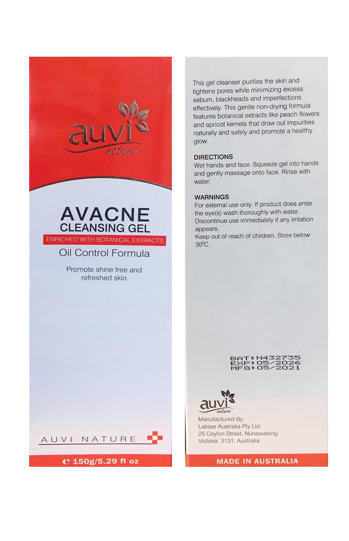 Sản phẩm rửa mặt, dưỡng ẩm, giảm dầu nhờn Avacne Cleansing Gel 150g