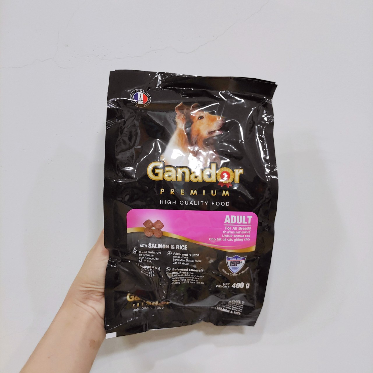 Combo 5 Gói Thức Ăn Hạt Cho Chó Lớn Ganador Adult Salmon &amp; Rice Vị Cá Hồi Và Gạo 400g - YonaPetshop