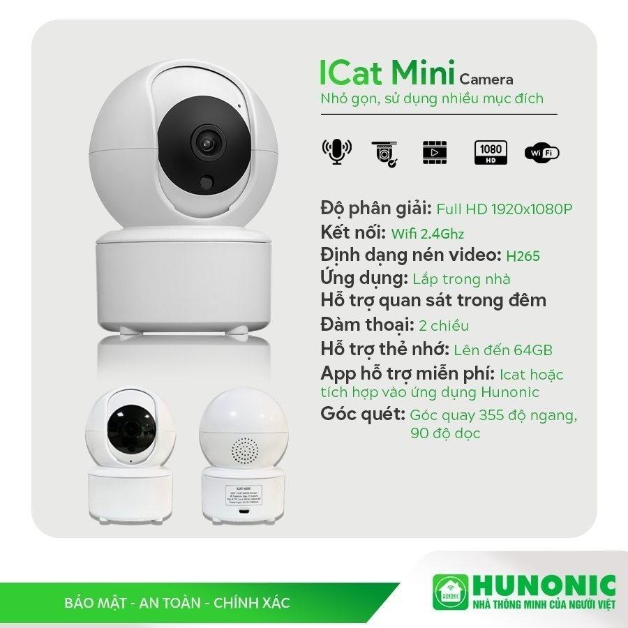 Camera Wifi Hunonic Icat 1080P Xoay 360 Độ, Theo Dõi Chuyển Động, Đàm Thoại 2 Chiều - Hàng Chính Hãng, Bảo Hành 1 Đổi 1