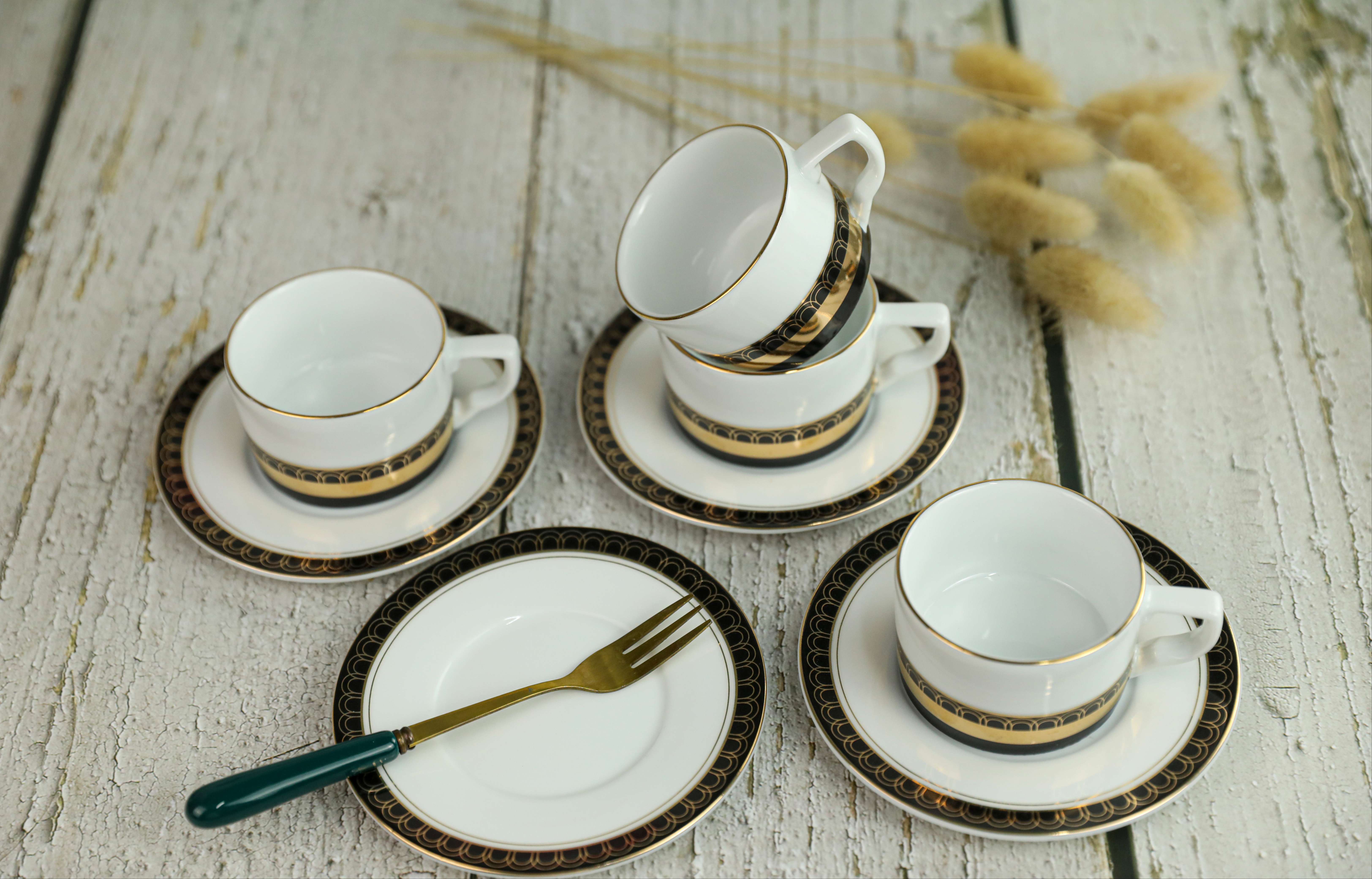 Set Lạc Nguyệt ( Bộ Ấm chén Kim Lai mạ vàng cao cấp Long Phương )