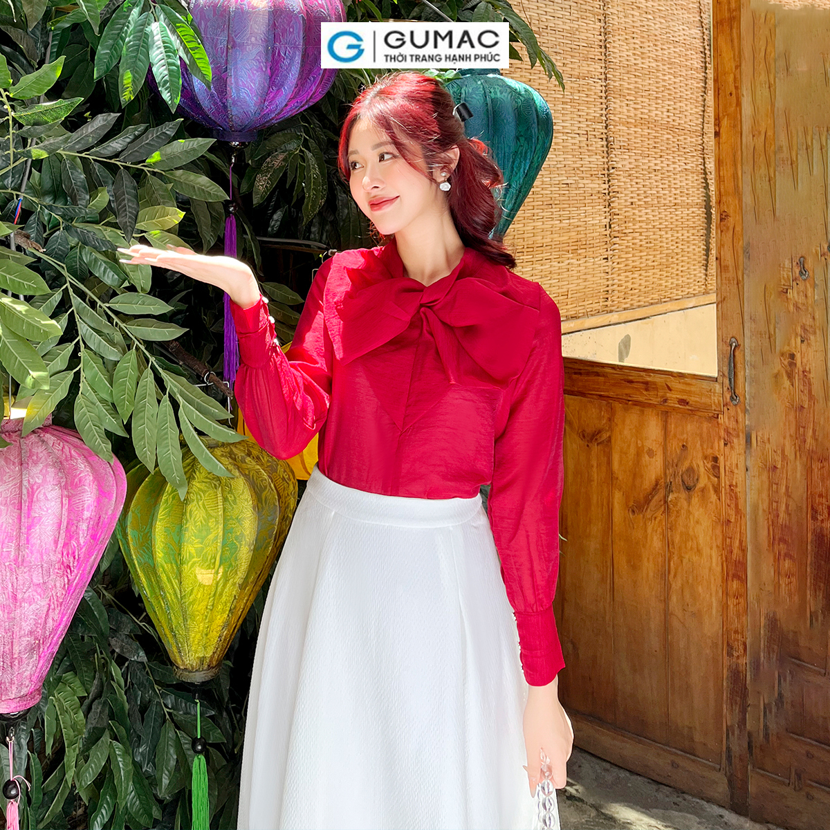 Áo kiểu xếp nơ GUMAC AD05085