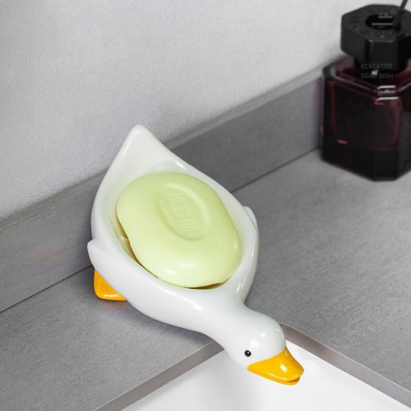 Khay Để Xà Phòng Không Tích Nước Bằng Sứ Hình Con Vịt Để Bồn Rửa Nhà Tắm