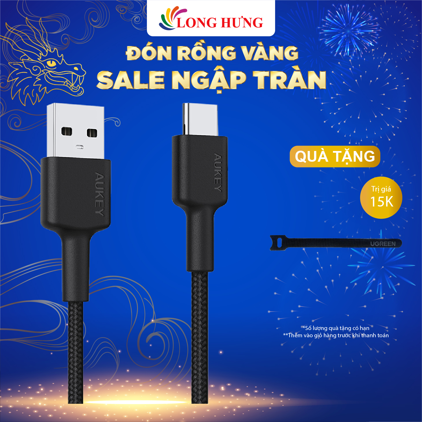 Cáp USB Type-C Aukey Impulse Braided AC 0.9m CB-CD30 - Hàng chính hãng