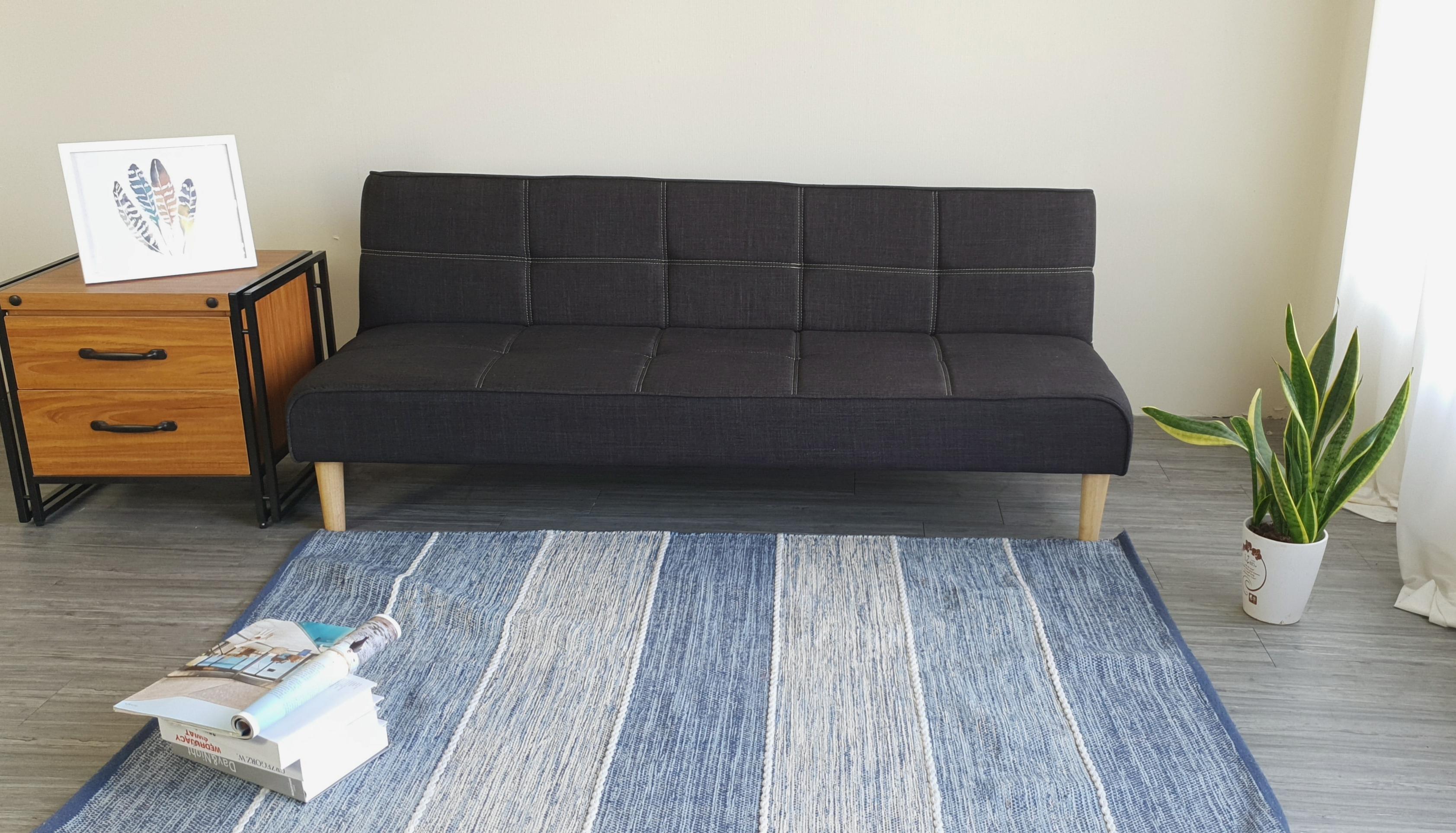 Sofa bed 3 trong 1 Juno sofa chân gỗ màu xám đen