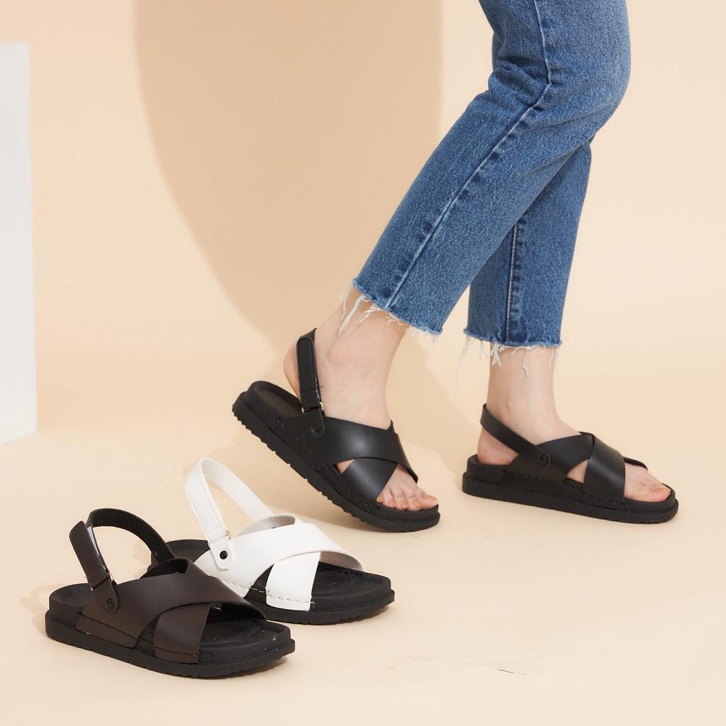 Giày Sandal Nữ MWC 2958 - Sandal Quai Chéo Bản To Quai Dán Đế Bánh Mì Thời Trang