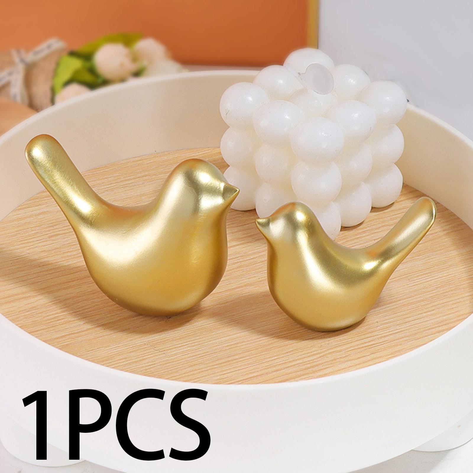 Golden Birds Figurine Nordic Style Bird Sculpture for Wedding Bedroom Office