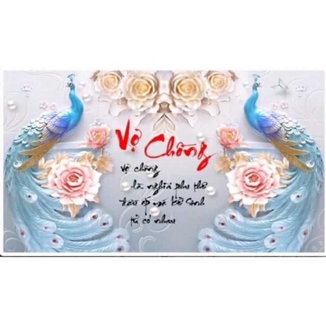 Tranh đính đá Vợ Chồng LV191 (75x50) chưa đính