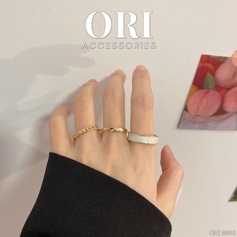 Set 3 nhẫn nữ Freesize đơn giản Nerissa thời trang tinh tế ORI ACCESSORIES N001