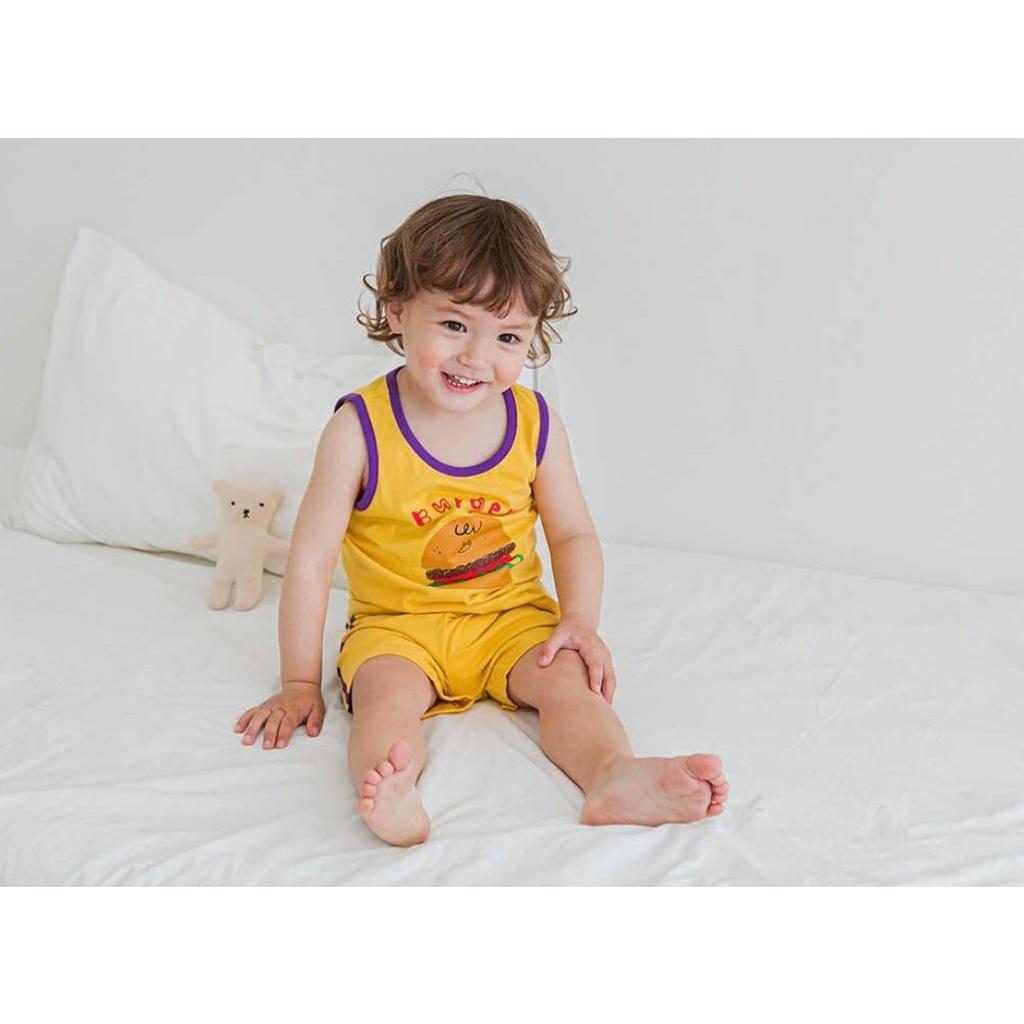 BỘ BA LỖ CAO CẤP BÉ TRAI NỘI ĐỊA HÀN, CHẤT COTTON ORGANIC, MẪU HAMBERGER