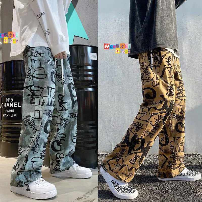 Quần Jogger 3D Ching Ulzzang Unisex Jogger Loang Màu Dây Rút Lai Ống Rộng V2 - MM