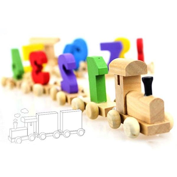 Đoàn tàu chữ số nối dài - đồ chơi giáo dục gỗ an toàn (loại đẹp) cho bé học tập