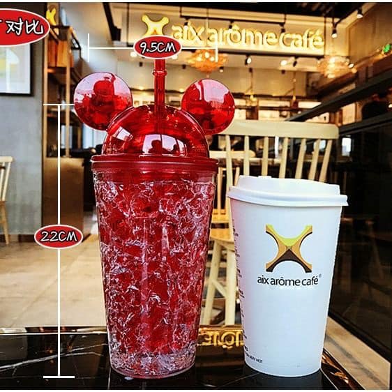 CỐC NƯỚC MICKEY MÀU LOANG SANG TRỌNG KÈM ỐNG HÚT