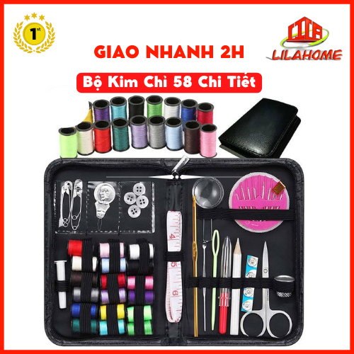 Hình ảnh Bộ Kim Chỉ May Vá Quần Áo Xách Tay Mini 58 Món Tiện Lợi Kèm Bao Da Cao Cấp-Hàng Chính Hãng