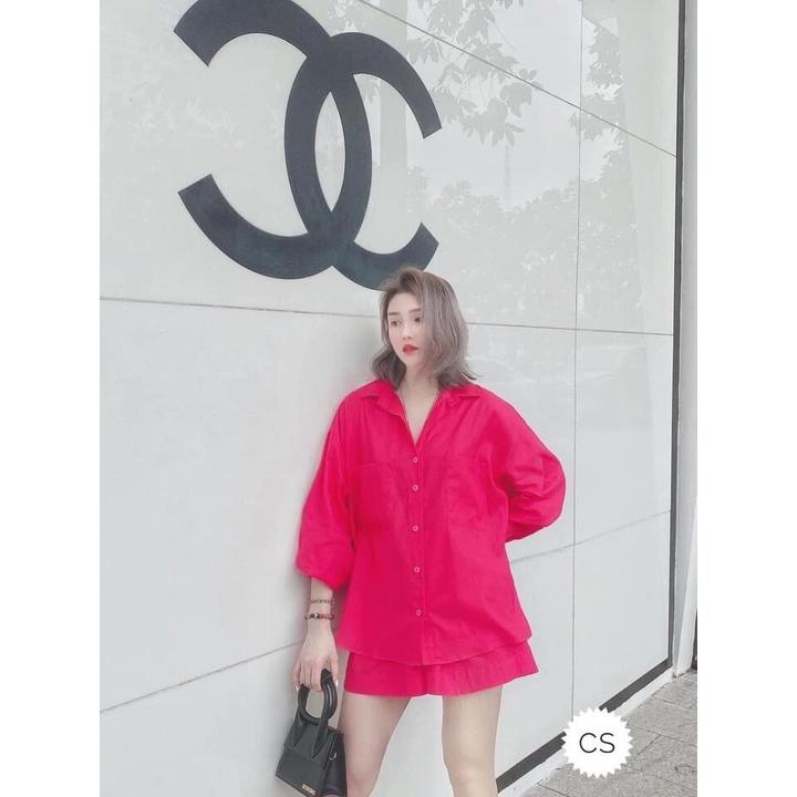 Set áo sơ mi quần short phong cách