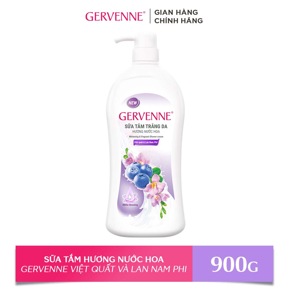 Sữa tắm trắng da hương nước hoa Gervenne Việt Quất và Lan Nam Phi (900g/chai)