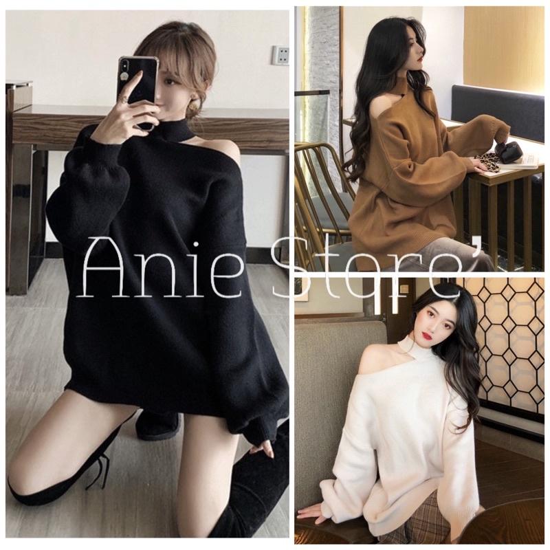 Áo Nỉ Nữ Khoét Vai Dài Tay Áo Thun Nữ Dáng Trùm Mông Cá Tính 4 Màu