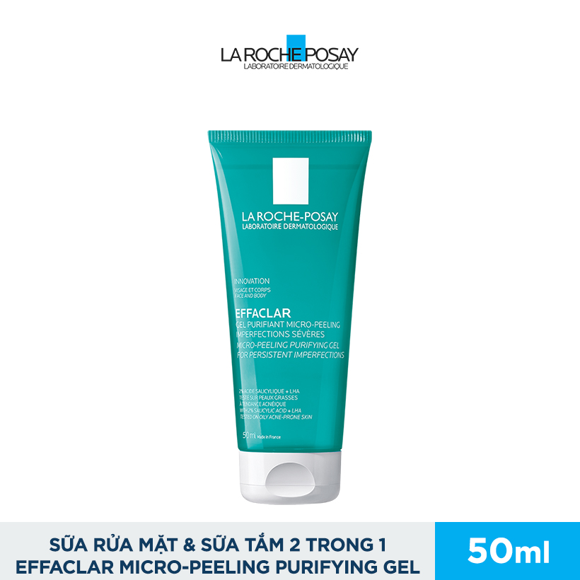 Bộ Kem dưỡng giảm mụn thông thoáng lỗ chân lông và ngừa thâm La Roche Posay Effaclar Duo+ 40ml và Gel rửa mặt dành cho da dầu mụn Effaclar gel 50ml