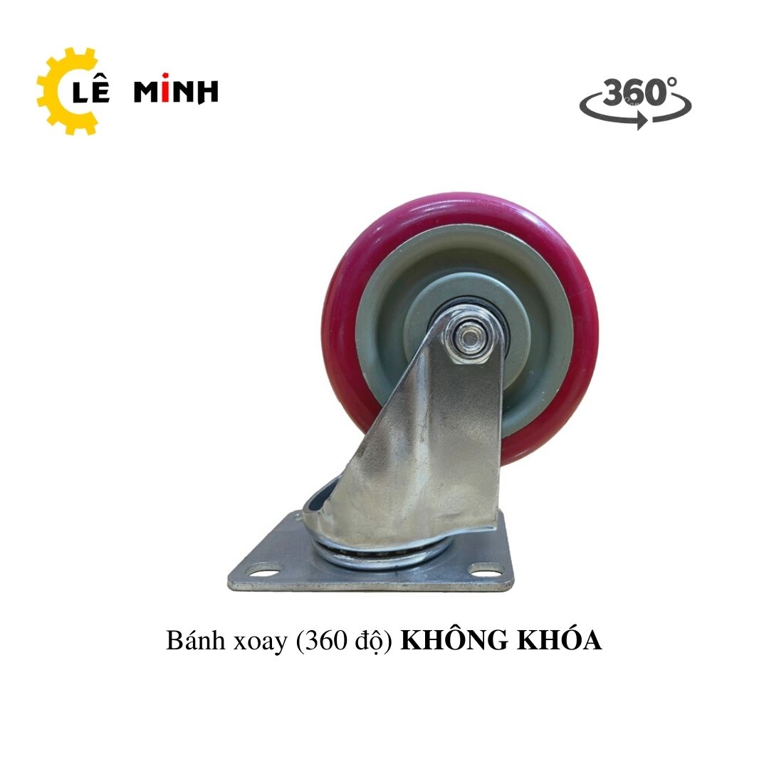 Bánh xe PP Đỏ mận 10cm (Mâm Nhựa) - Tải trọng 70Kg/1 Bánh