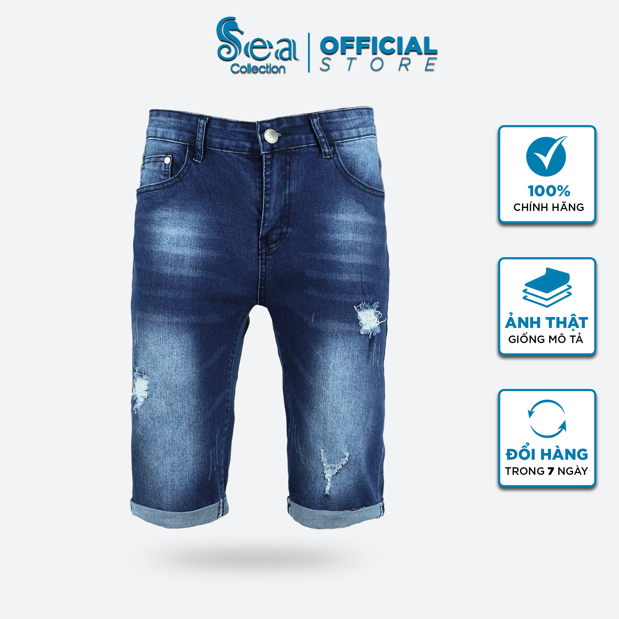 Quần short jean nam Sea Collection 6661 màu xanh