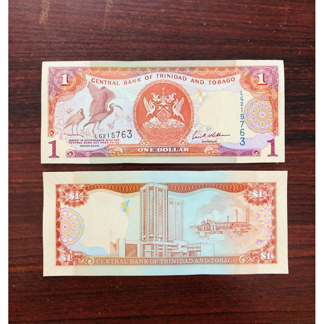 01 Tờ tiền giấy Trinidad and Tobago 1 Dollar hình chú chim cực đẹp - kèm bao lì xì