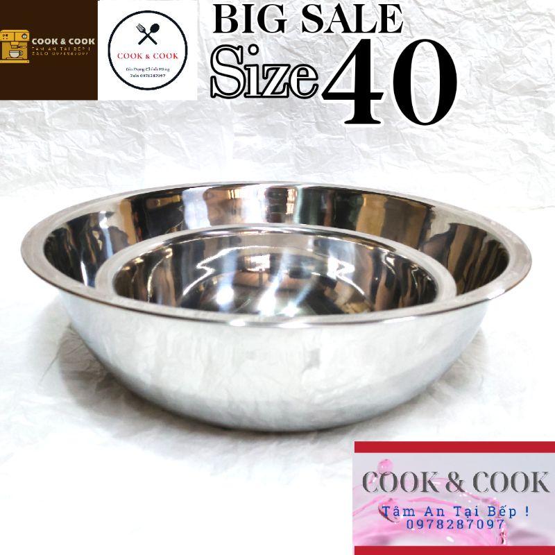 Thau inox  size 40 cm, chậu inox đa năng rửa mặt, làm bánh, trộn thực phẩm, spa...cao cấp inox 304