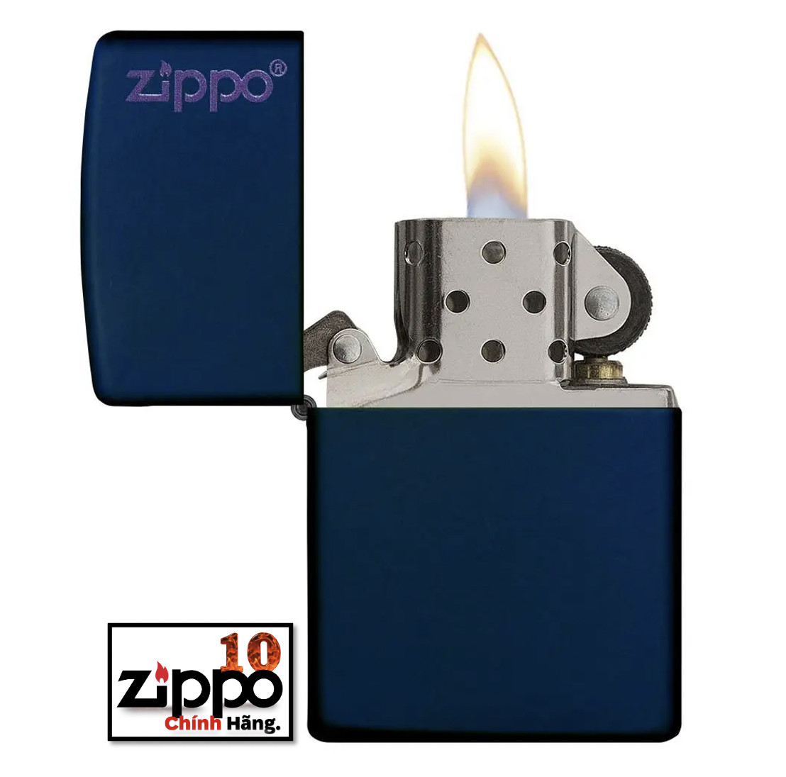 Bật lửa Zippo (sơn tĩnh điện) 239ZL Classic Navy Matte Zippo Logo - Chính hãng 100%