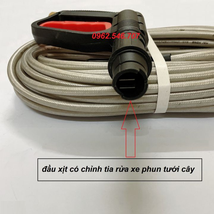 10m,15m,20m,30m dây rửa xe và súng xịt rửa xe áp lực cao  ( chọn bộ như hình ) - REN 22mm