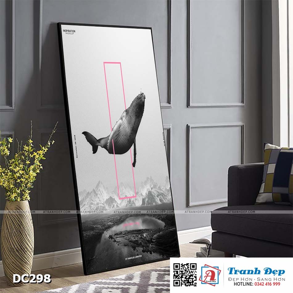 Tranh đơn canvas treo tường Decor Cá voi nghệ thuật - DC298