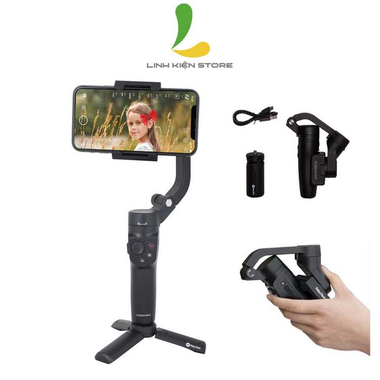 Feiyu Tech VLOG Pocket 2 - Gimbal Bluetooth Siêu Nhỏ Gọn Cho Điện Thoại Smartphone, Pin 8h - Hàng Chính Hãng