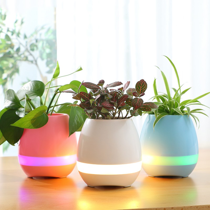 Loa Bluetooth Kiêm Chậu Cây Cảm Ứng Phát Nhạc K3 Có Đèn Led RGB Chuyển Màu Theo Nhạc