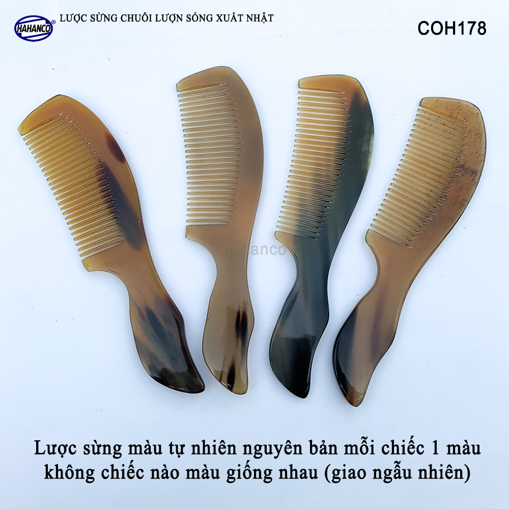 Lược sừng xuất Nhật COH178 - Lược trơn chuôi sóng cao cấp - Chăm sóc tóc