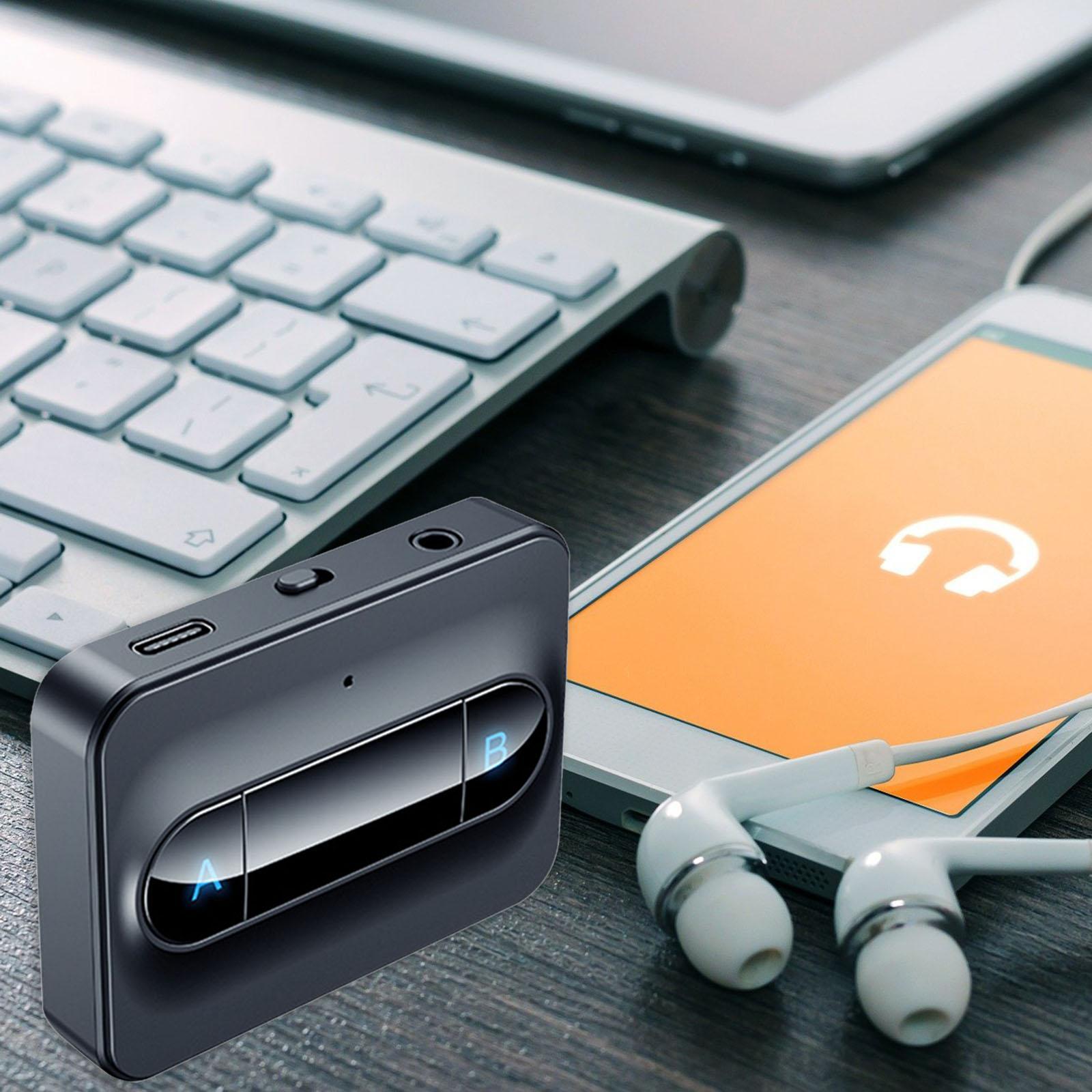 Bluetooth 5.0 Transmitter Wireless Adapter 3.5mm AUX Dual Link Headphones TV