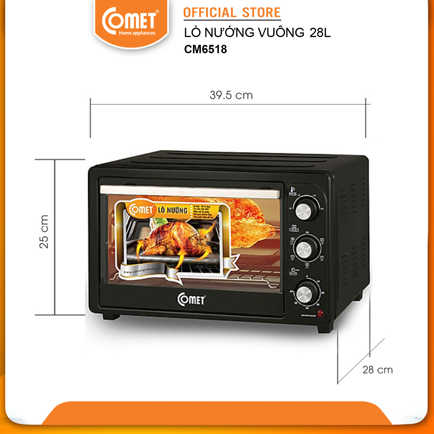 Lò Nướng Điện Đa Năng Comet CM6518 (28 Lít) - Hàng Chính Hãng