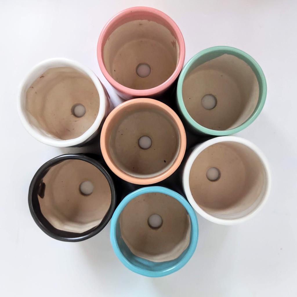 Chậu sứ trụ men lạnh siêu xinh. Chậu sứ men lạnh 8 cm, phù hợp trồng sen đá, xương rồng, cẩm nhung, cây mini