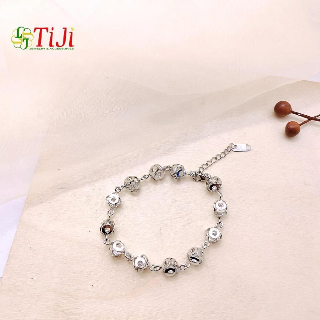 Lắc tay inox nữ kiểu xí ngầu đẹp không đen không gỉ sét