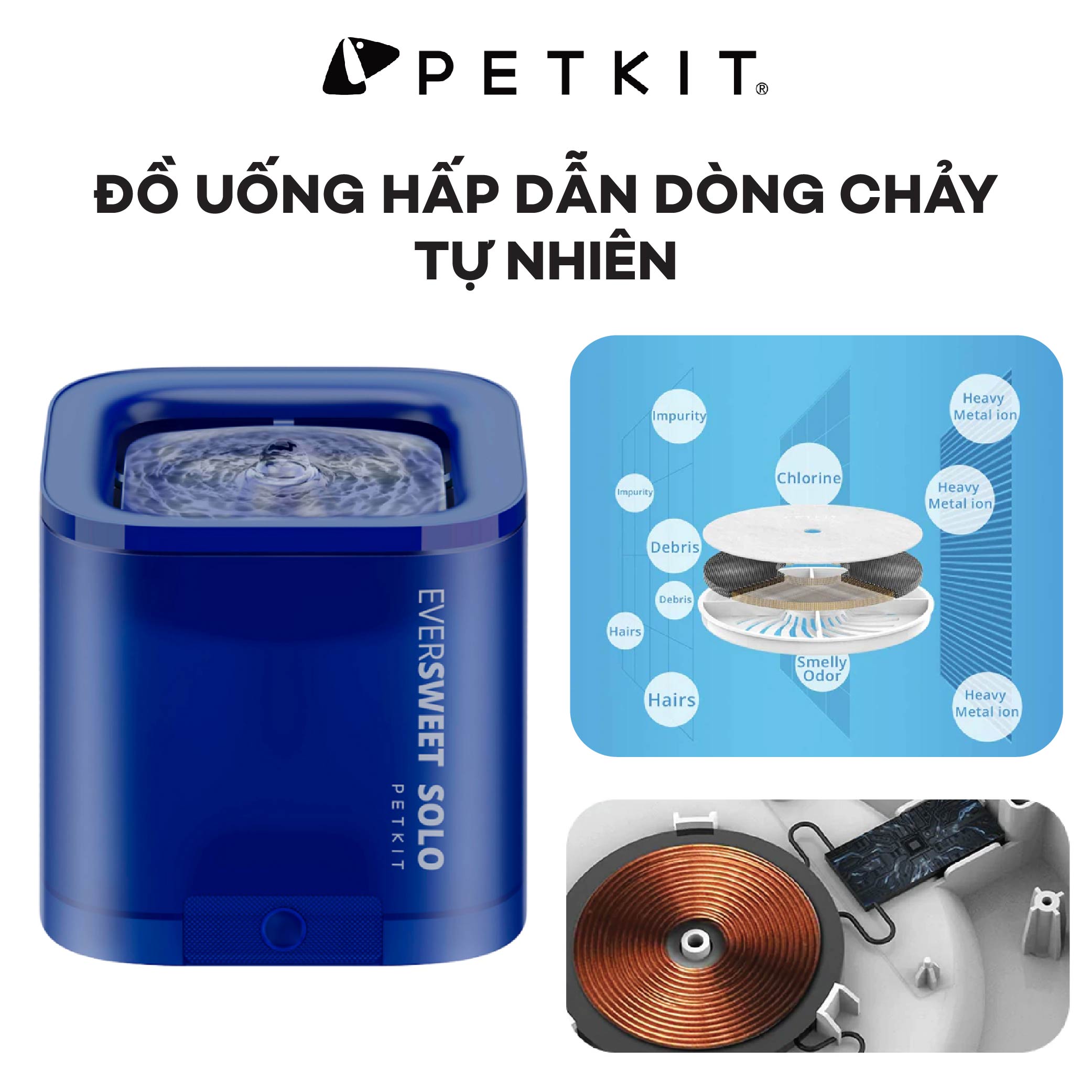 Máy Lọc Nước Cho Mèo Petkit Eversweet Solo Máy Uống Nước Cho Mèo