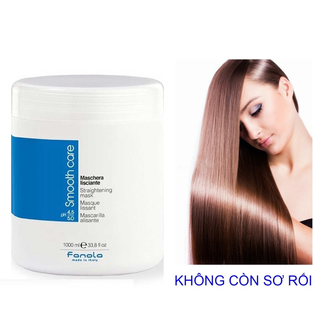 Kem Ủ Dưỡng Tóc Suôn Mượt Fanola Smooth Care Straightening Mask Italy 1000ml + Tặng Kèm Băng Đô Rửa Mặt