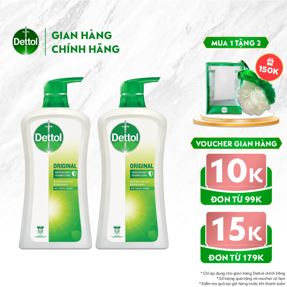 Bộ 2 Dettol Sữa tắm diệt khuẩn 950G