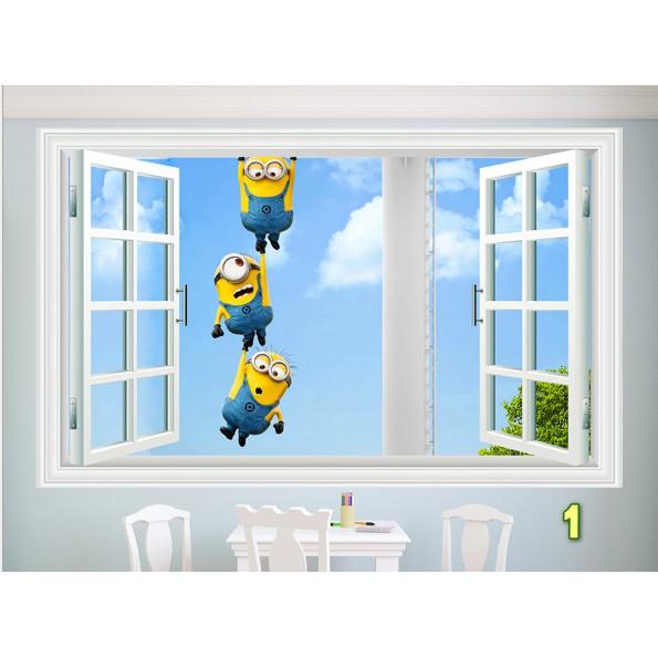 Decal cửa sổ 3D minion tinh nghịch