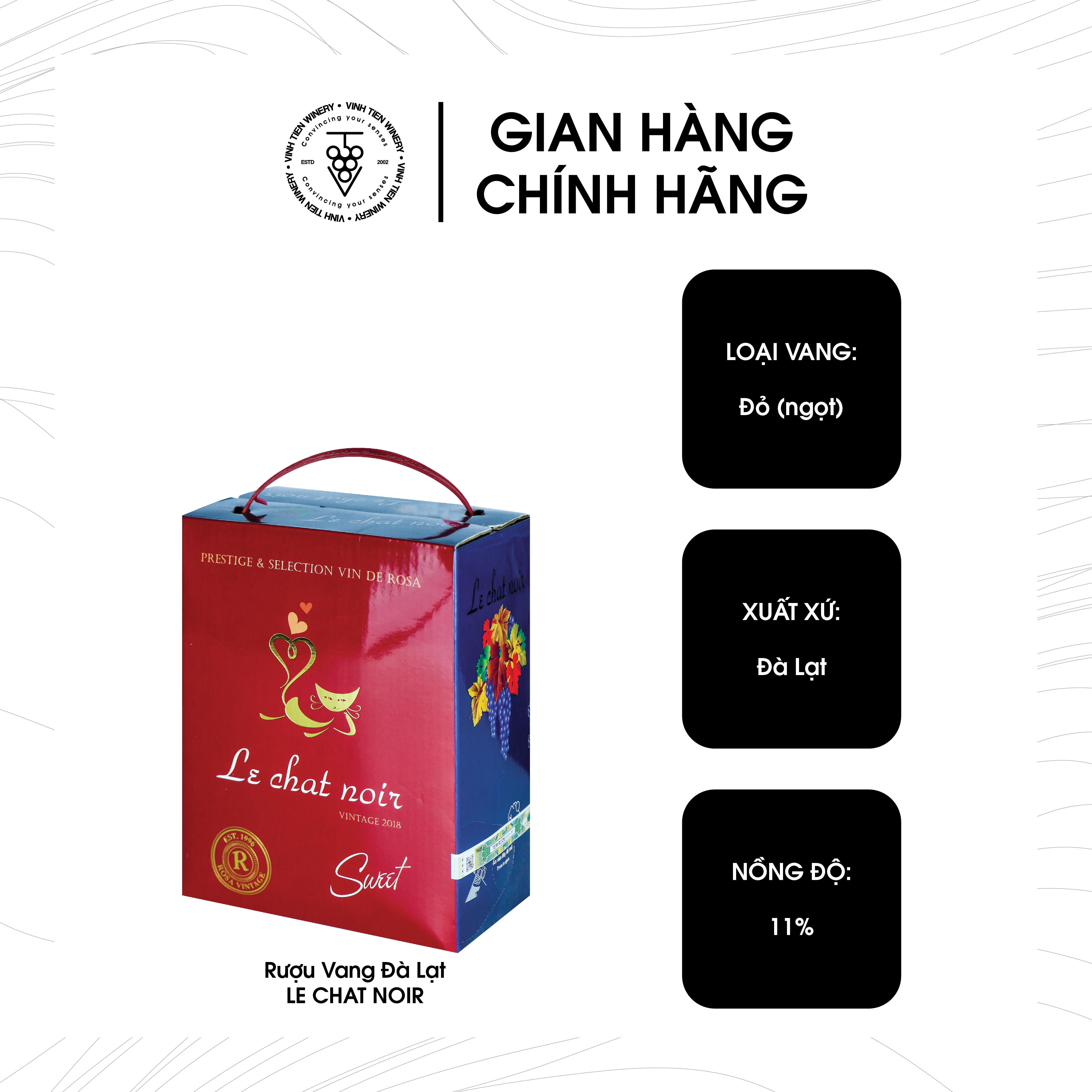 Vang Đỏ Ngọt Le Chat Noir Vĩnh Tiến - 11% vol