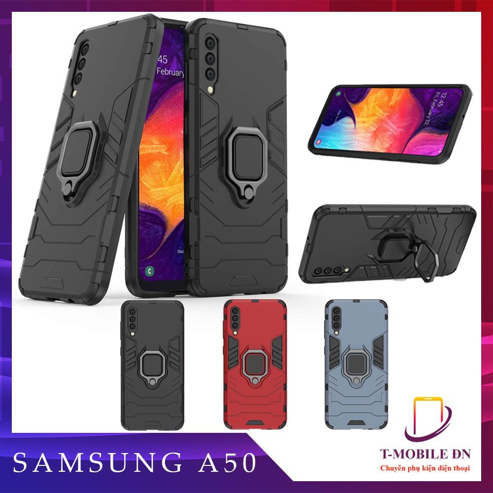 Ốp lưng cho Samsung A50 iron man chống sốc kèm nhẫn xoay chống xem video bảo vệ camera