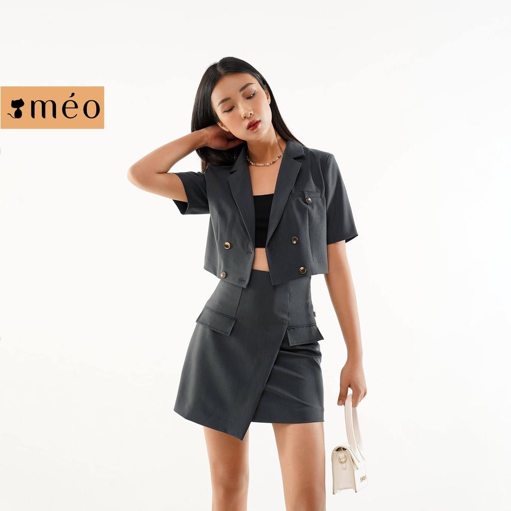 Áo khoác blazer nữ Méo shop dáng croptop tay ngắn áo vest phong cách công sở Kanndy