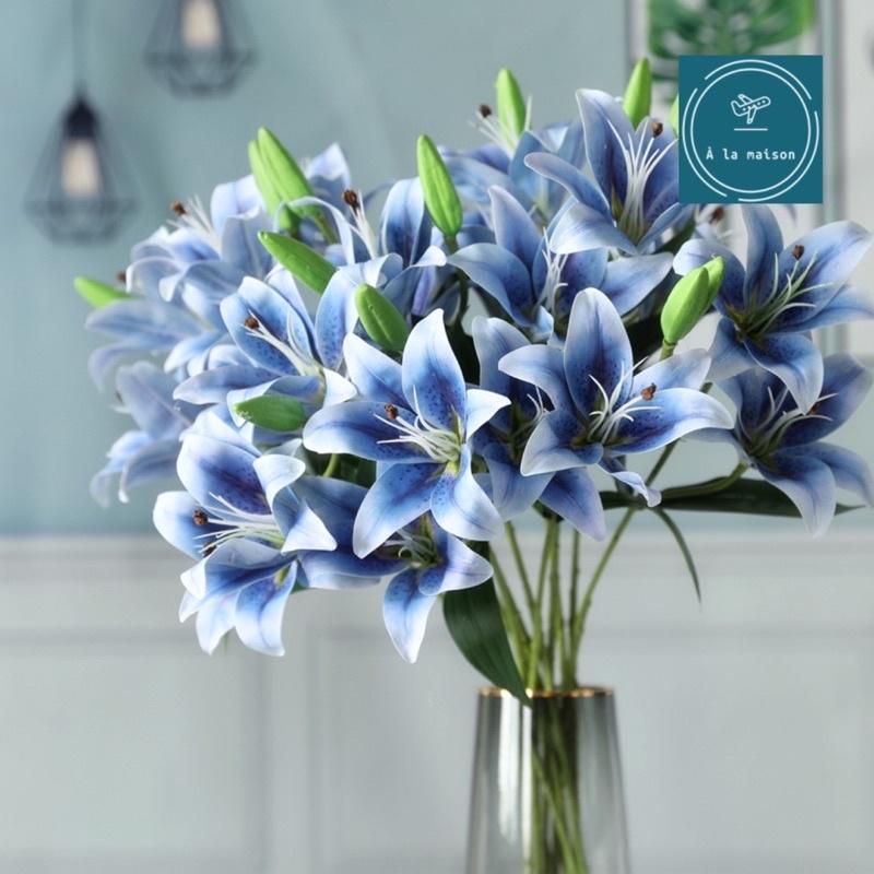 Cành hoa Lily 62cm đẹp sang trọng, hoa decor trang trí, hoa lụa cao cấp