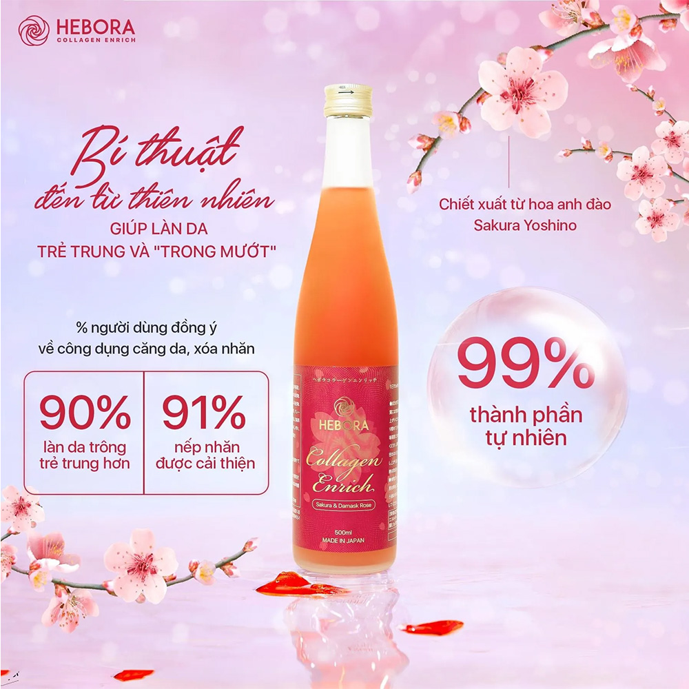 Nước uống Collagen Enrich Hebora Nhật Bản 500ml