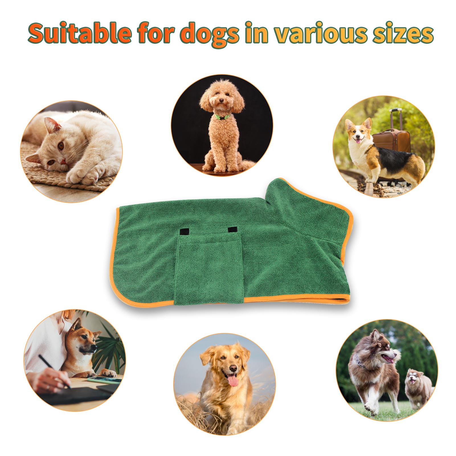 Khăn choàng tắm cho chó bằng vải polyester chất lượng cao mềm mại và thoải mái,Thiết kế dây đeo dính đeo vào và cởi ra dễ dàng