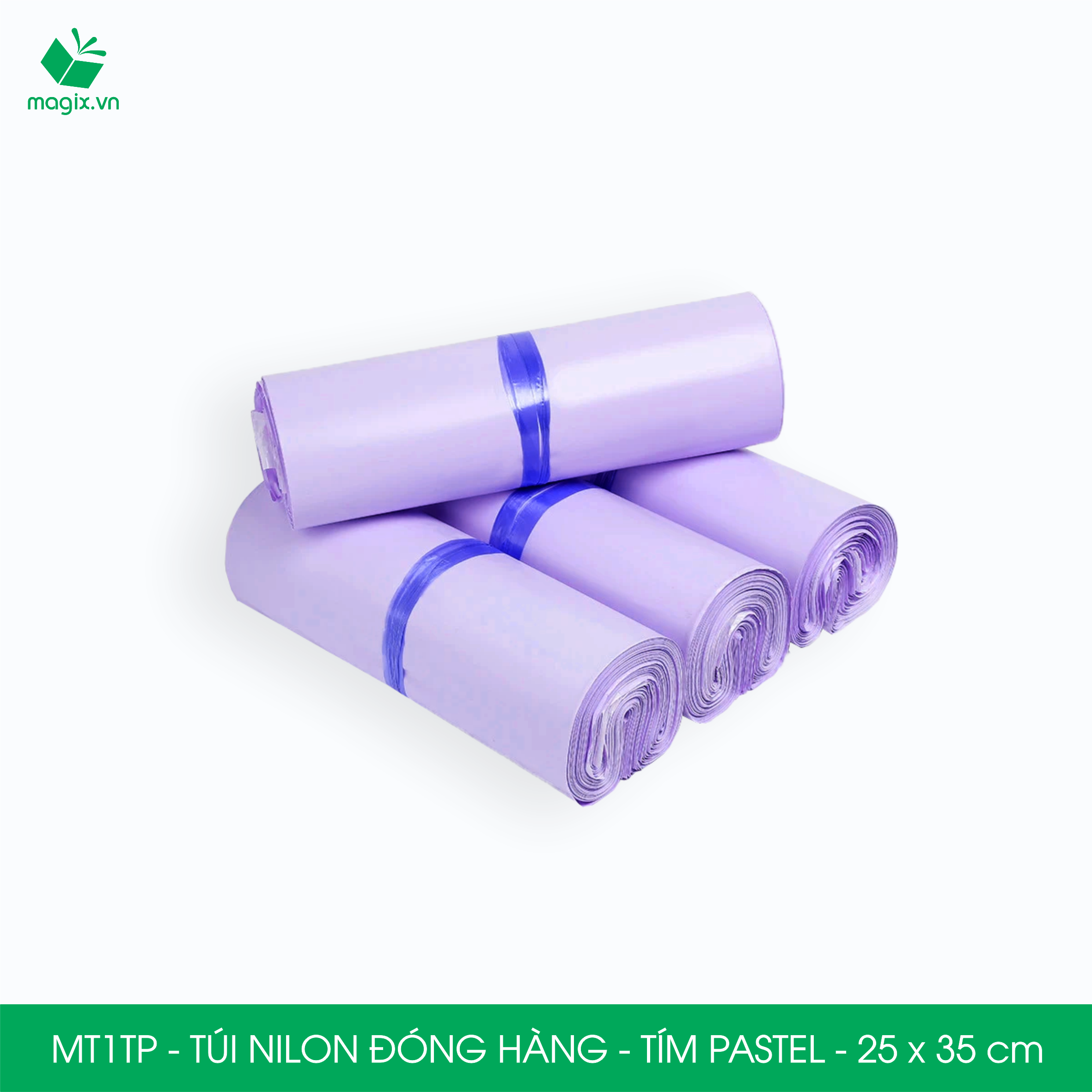 MT1TP - 25x35 cm - Túi nilon gói hàng - 300 túi niêm phong đóng hàng màu tím pastel