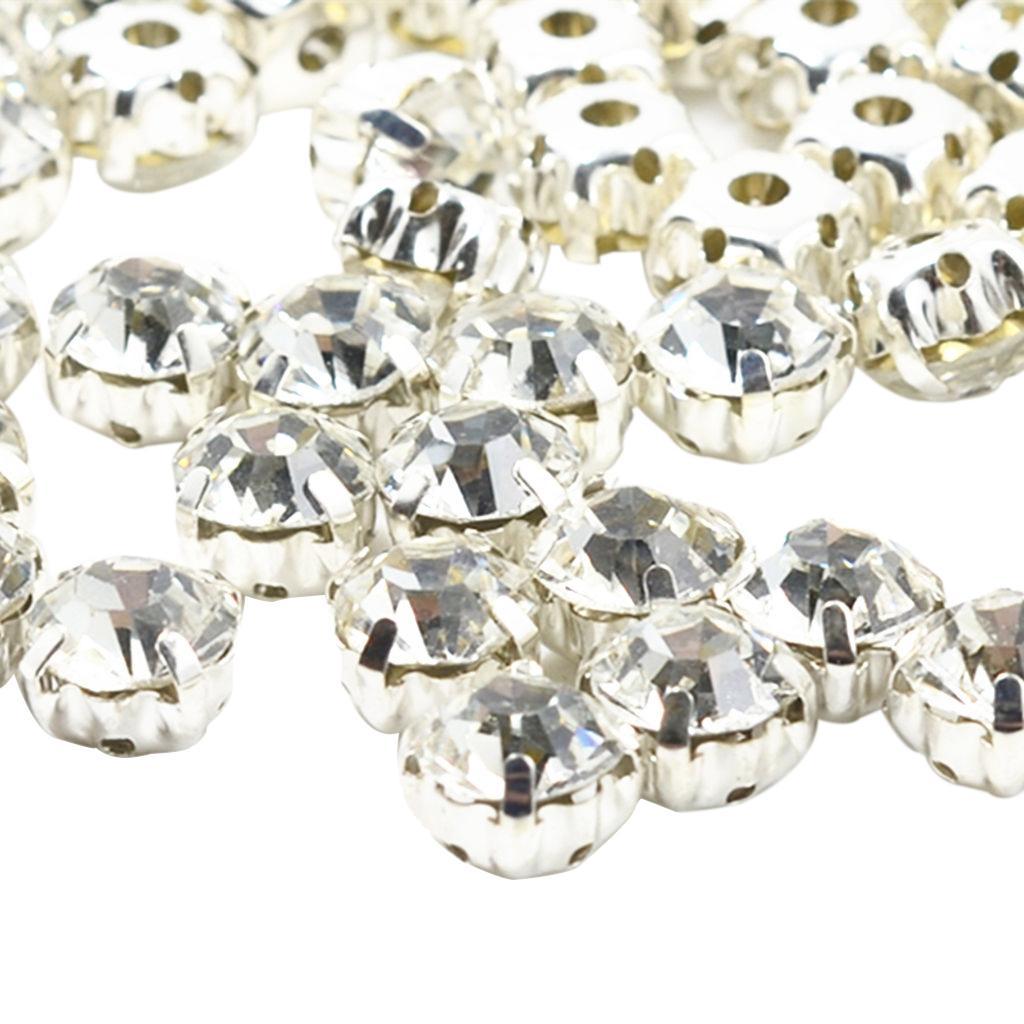 8-10pack 100 Pieces Diamante Sew On Crystals Rhinestone Beads Embellishment 7mm
