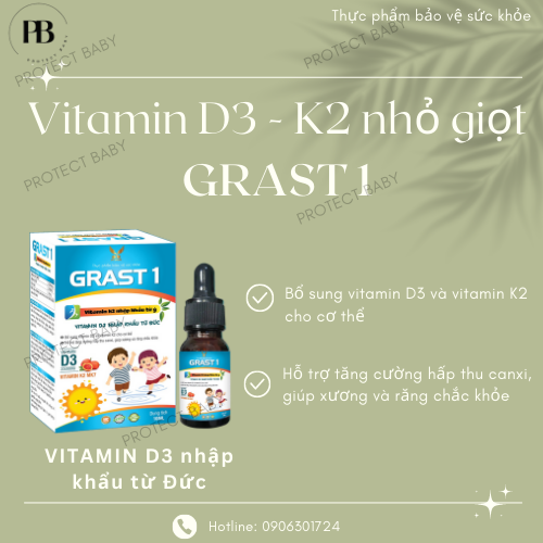 Dung dịch nhỏ giọt bổ sung vitamin K2 D3 cho trẻ GRAST 1 (10ml)