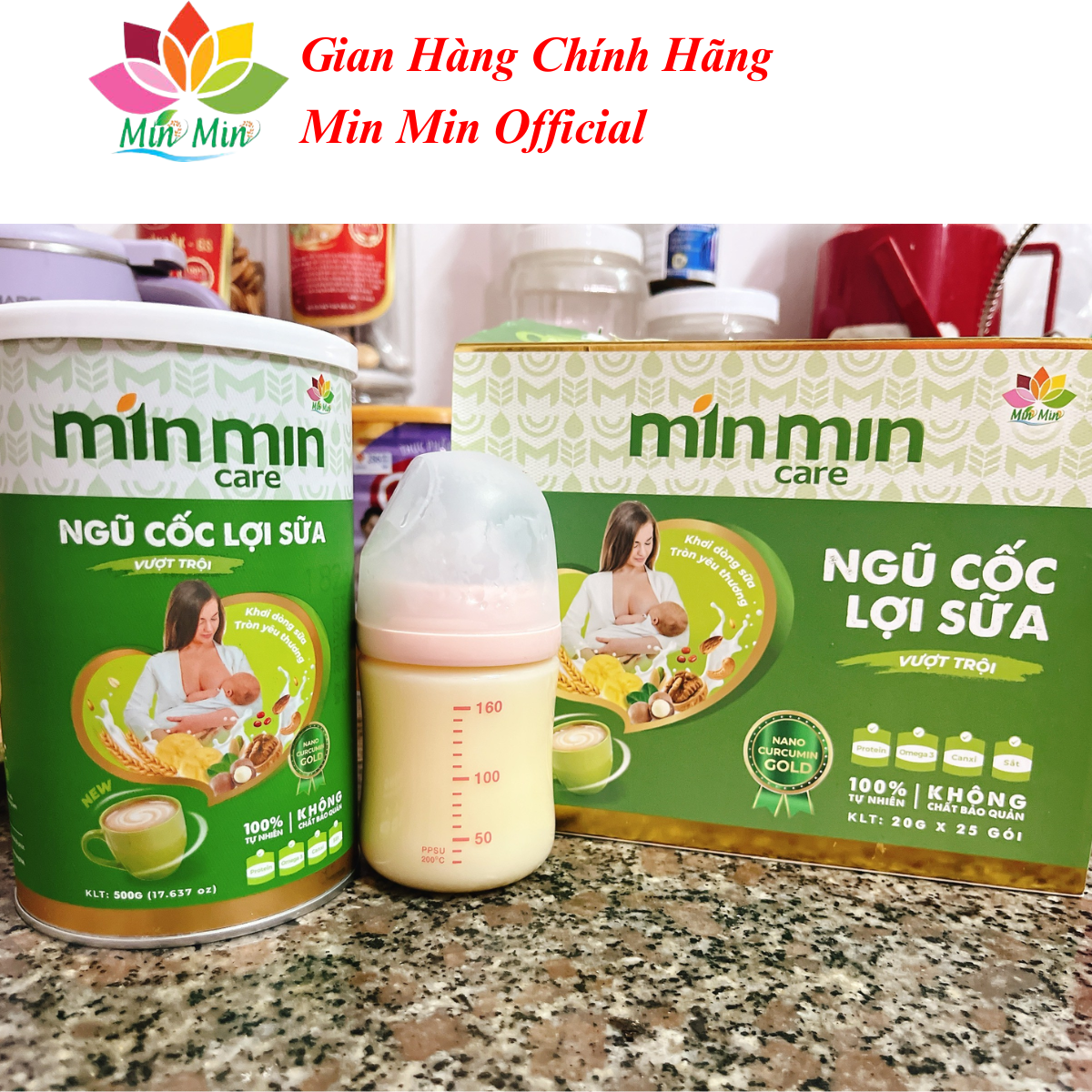 Ngũ Cốc Lợi Sữa Min Min Care (1 Hộp 500gr - 25 gói) Chuyên Lợi Sữa và Phục Hồi Sức Khỏe Sau Sinh