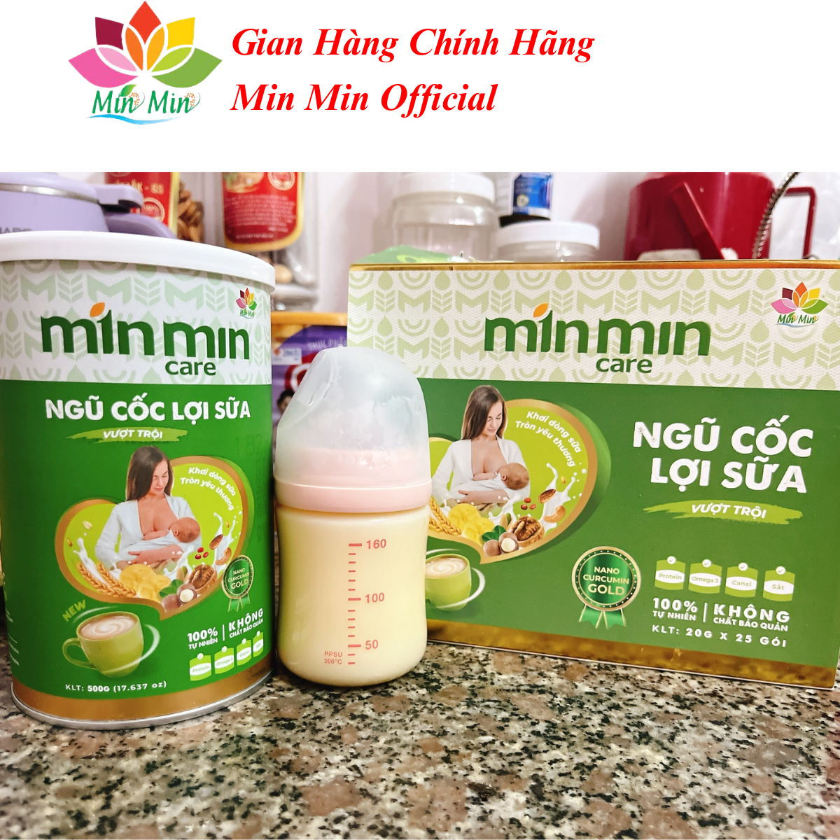 [COMBO 2 Hộp 1KG] Ngũ Cốc Lợi Sữa Min Min Care 38 Hạt _ Chuyên Lợi Sữa và Phụ Hồi Sức Khỏe Sau Sinh (1 Hộp 500Gr)